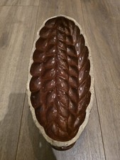 Antike Ton Backform Zopf in sehr gutem Zustand, braun lackiert