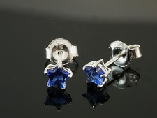 585 Weissgold Ohrstecker Stern 14 Karat Gold  Zirkonia saphir