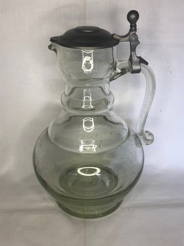 Wein krug zinndeckel pressglas - krug,