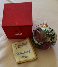 Weihnachtskugel "Engel" Handarbeit Glaskugel Niederthäler Hof, neuw. ca. 8 cm Ø
