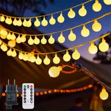LED Lichterkette Glühbirne 10/20/30M Kugel Beleuchtung 80-240 LEDs Garten IP44