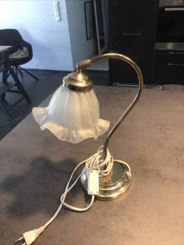 Alte tischlampe messing glas - alte,