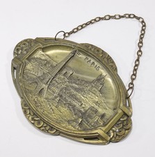 antikes PARIS SOUVENIR aus METALL Jugendstil Eiffelturm Notre Dame Wandbehang