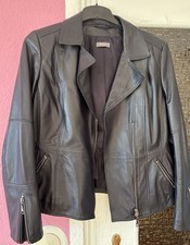Damen Lederjacke Dunkelblau