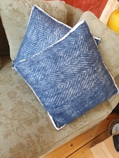 2 Kissen 52x52cm Strick Von Depot Blau Neu