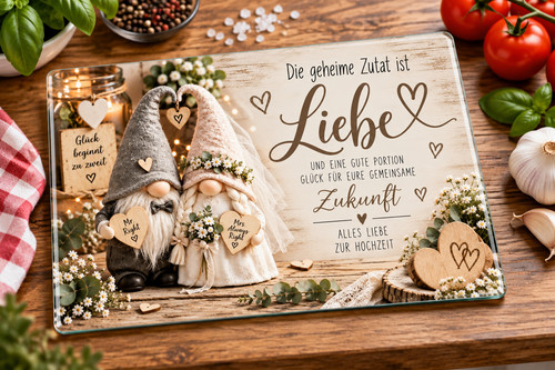 Glasschneidebrett hochzeit - glasschneidebrett,