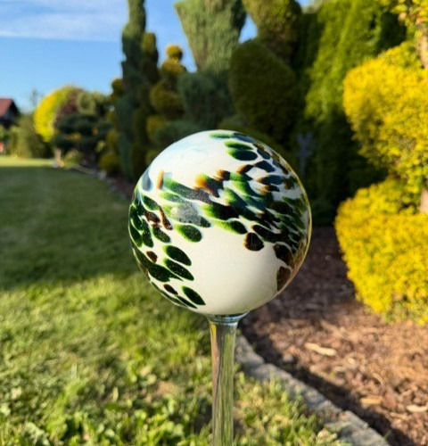 Glaskugel grün weiß 15cm - glaskugel,