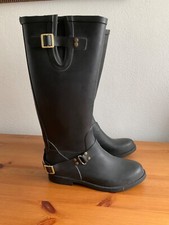 Sexy H&M Damen Gummistiefel Stiefel schwarz Biker-Stil 40 neu!