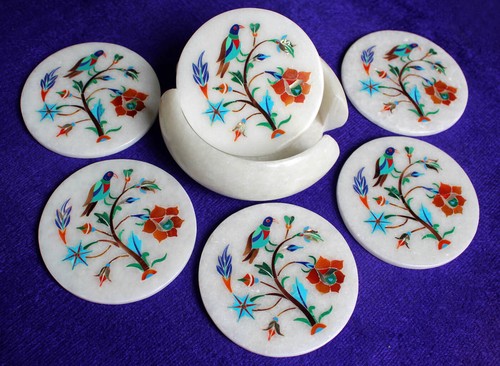 Weißer marmor untersetzer set - weißer,