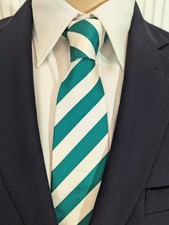 NEU - Pal Zileri Anlass/Business Krawatte- grün-weiß gestreift - Baumwolle-Seide