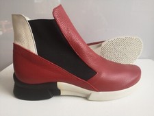 Damen Schuhe Stiefelette Chelsea Boots ARCHE Gr 41 rot weiß schwarz Leder