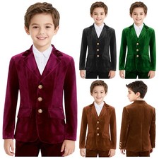 Jungen Samt Anzug Jacke Blazer Gentleman Sakko Weihnachten Party Smoking Jacket 