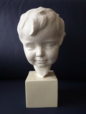 Rosenthal Skulptur, Kinderkopf, G. Schliepstein, Bisquitporzellan