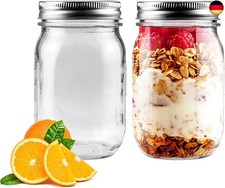 2er Pack Mason Jar mit Deckeln Mehrzweck 473ml/16oz, Glas Dosen Gläser mit 