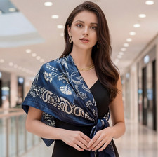 Seidentuch blau beige Stil