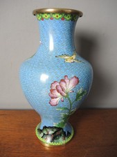 Cloisonne` Vase Japan Florale und Tiermotive