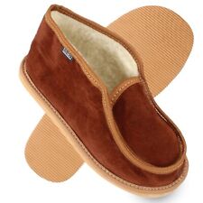 Hausschuhe Leder Mokassin Damen Herren Schafwolle Gr. 35-47 filsko Visby