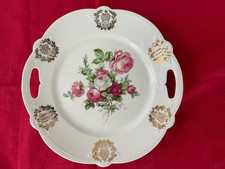 Antik: SCHUMANN Porzellan-Teller Rose Handmalerei (Löwen-Stempel) Prunktelller