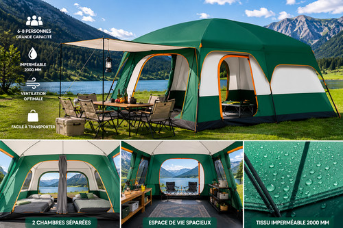 Großes campingzelt 8 - campingzelt, 6-8