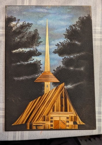 Holzbild handbemalt kirche - handbemalt,