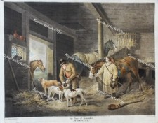 George Morland Jagd Jagdhund Beagle English Foxhound Flinte Pferd Pferde-Stall