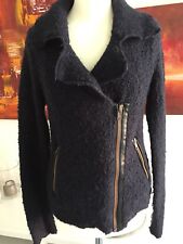 Esprit Jacke Strickjacke Bikerjacke Bouclé dunkelblau Gr. M 38