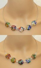 Halskette Halsreif Murano Millefiori Lampwork bunt multicolor mehrfarbig  900