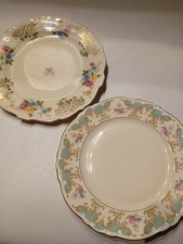 zwei schöne Kuchenteller mit Goldrand antik vintage Schirnding Heinrich