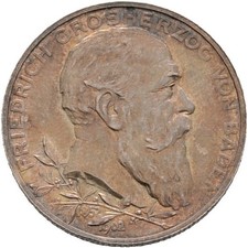 Baden 2 Mark Regierungsjubiläum Friedrich I. 1902 G Silber #133 / Top !!!