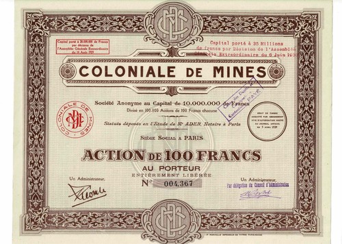 Coloniale mines aktie 100 - mines,,