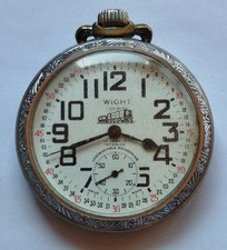 WIGHT Taschenuhr Eisenbahn-Stil • Swiss Made • Zugmotiv • 1950er Jahre • Läuft!