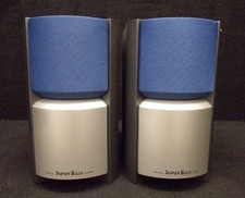 Lautsprecherpaar Aufschrift  Super Bass mit Klinkenstecker  Blende in Blau #L288