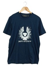 BELSTAFF Herren T-Shirt Gr. 48/M Blau Logo Print Casual