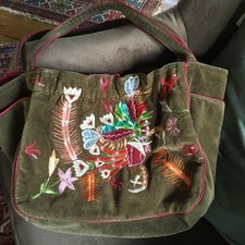 Tasche Samt, moosgrün, mit