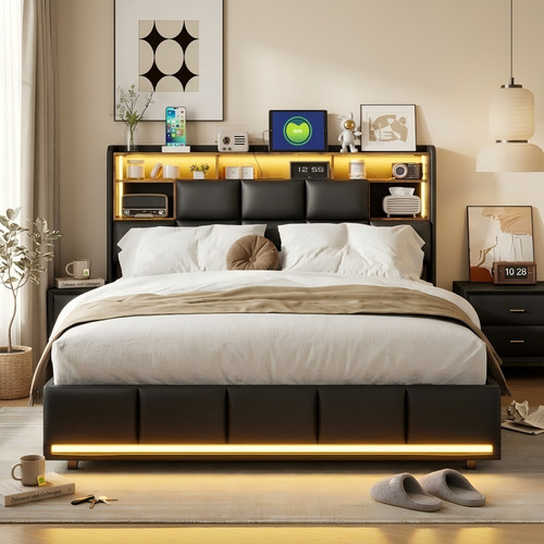 Led boxspringbett 140x200 - led,