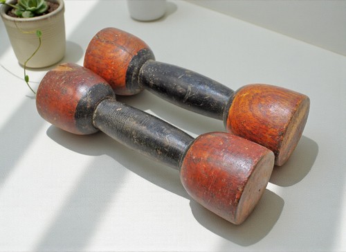 Vintage holz kinder hanteln - vintage,