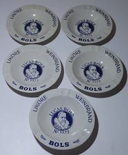 5 x alter Werbe Aschenbecher LUCAS BOLS Liköre Weinbrand - Porzellan Ascher