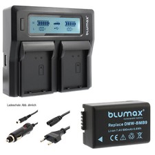 1x Akku + Lader für Panasonic DMW-BMB9  Lumix  DMC-FZ150, DC-FZ82  890 mAh