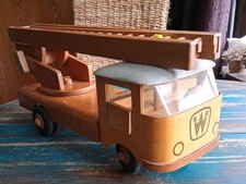 FWF FRÖBEL PGH Werdau DDR Feuerwehr DREHLEITER Holzspielzeug LKW  vintage 
