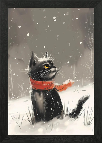 Schwarze katze winter - katze, im