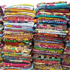 Vintage Kantha Quilt Indische Handarbeit Wohndecke Baumwolle Tagesdecke Stepp...
