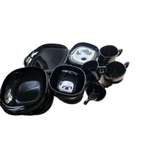 Ikea 38 Teilig Set Tafelservice 6 Personen, Schwarz Opalglas Geschirrset