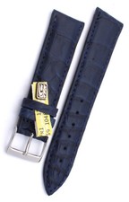 Kroko Uhrenband 21mm blau Alligator große Narbung Made in Germany 21/18mm