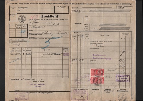 Frachtbrief 1914 emil - frachtbrief, 1914,