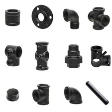 Temperguss Fitting - 3/4 Zoll - Gusseisen - Schwarz - Möbelbau - Rohrnippel