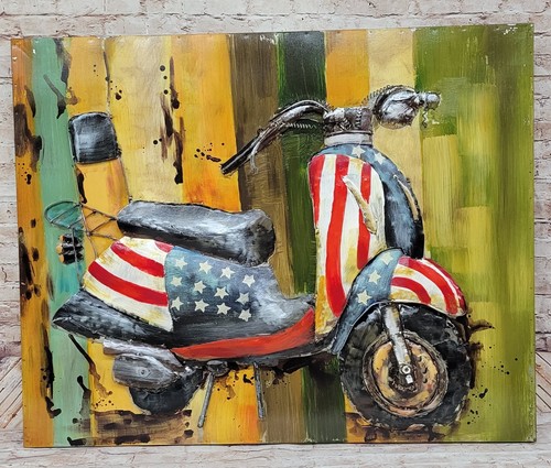 Retro moped roller mit flagge - retro,