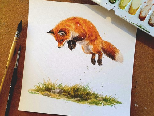 Aquarell fuchs beim - fuchs,