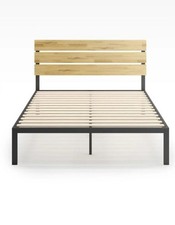 Zinus Paul Metall-und Kiefernholz Plattformbett mit Holzlattenrost 140×190