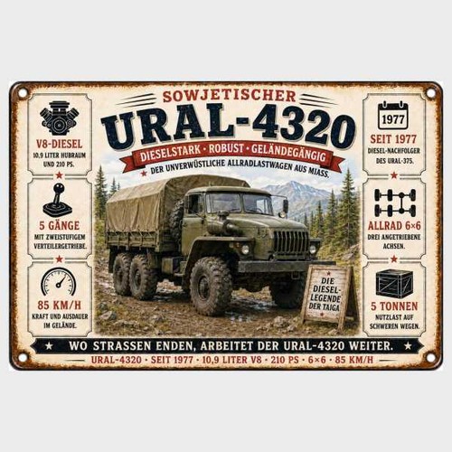 Blechschild ural 4320 - blechschild,