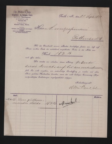 Fürth brief 1899 chr - fÜrth,,